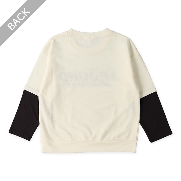 ミニ裏毛異素材レイヤード風長袖Tシャツ
