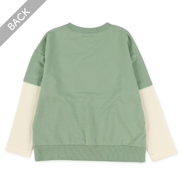 裏毛サガラ刺繍レイヤード風長袖Tシャツ