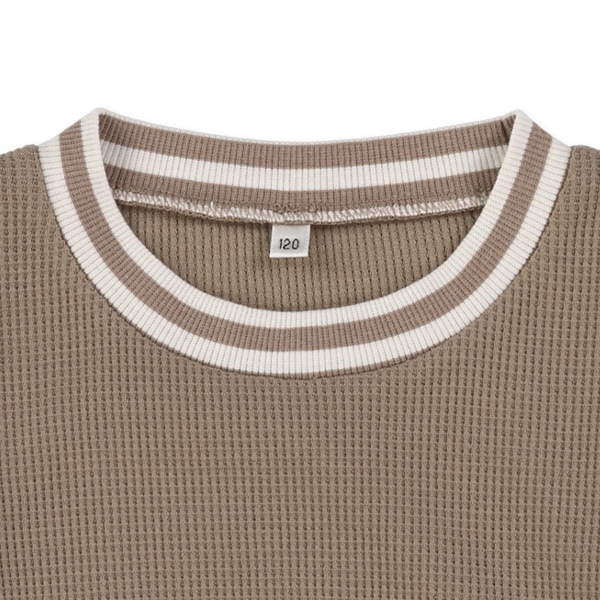ワッフルリブラインレイヤード風長袖Tシャツ