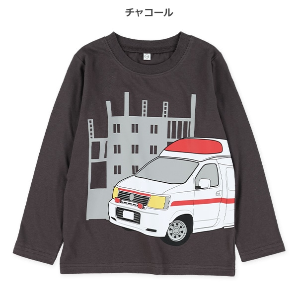 はたらくくるまプリント長袖Tシャツ