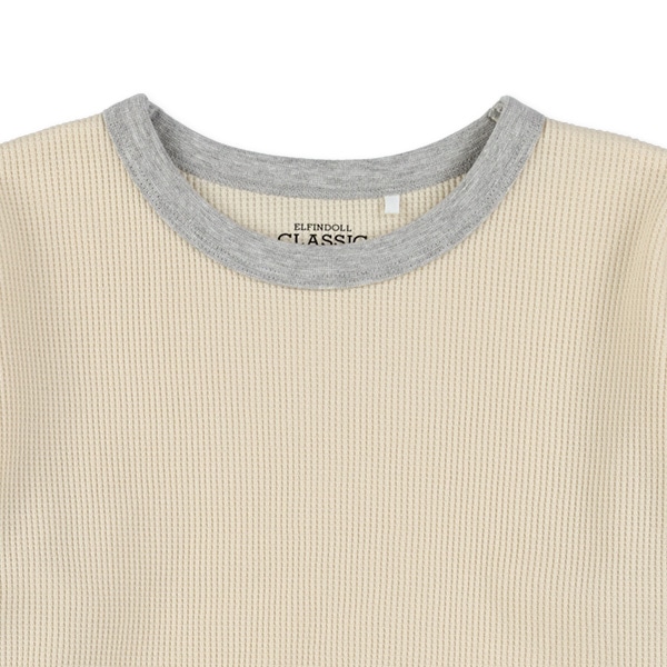 ワッフル袖配色長袖Tシャツ