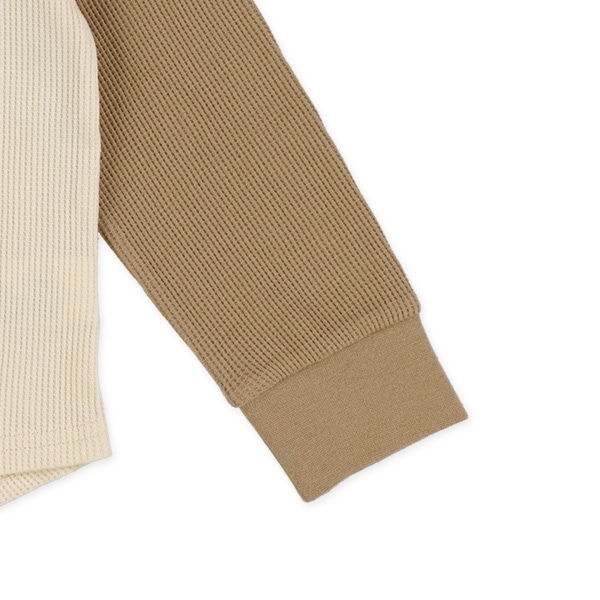 ワッフル袖配色長袖Tシャツ