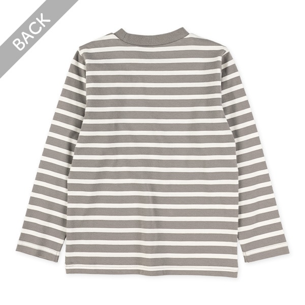 先染めシングルボーダー長袖Tシャツ