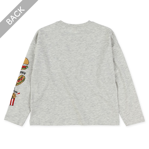 袖フードプリント長袖Tシャツ