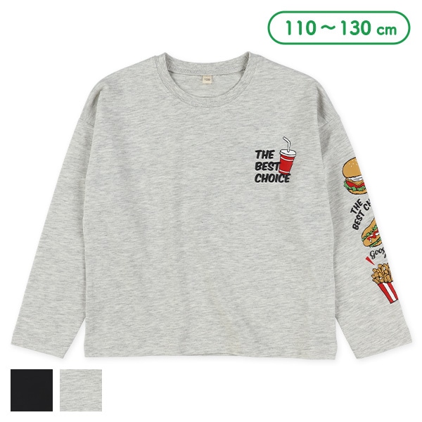 袖フードプリント長袖Tシャツ