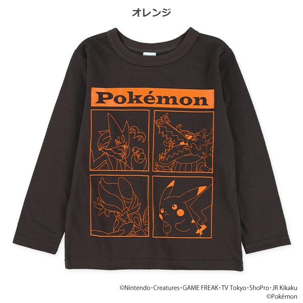 単色プリント長袖Tシャツ（ポケモン）