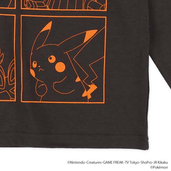 単色プリント長袖Tシャツ（ポケモン）