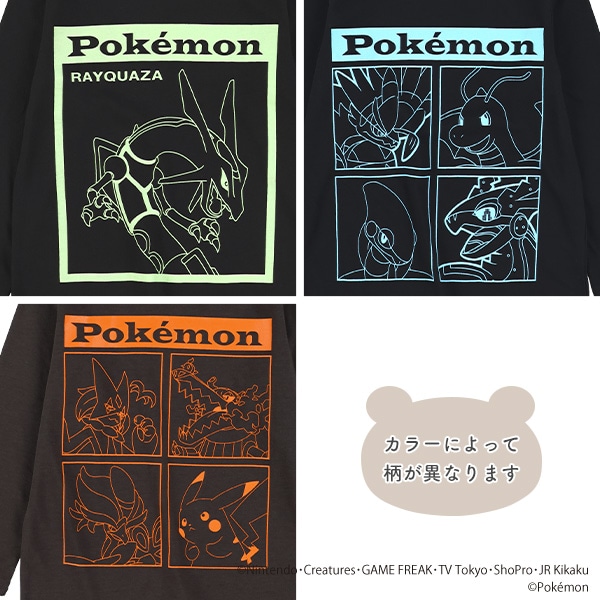 単色プリント長袖Tシャツ（ポケモン）