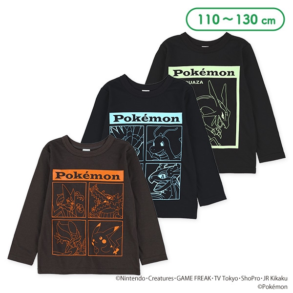 単色プリント長袖Tシャツ（ポケモン）