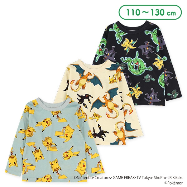 ダンボールニット総柄長袖Tシャツ（ポケモン）