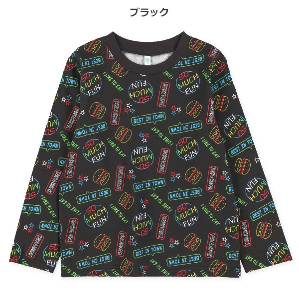 ハンバーガーネオン総柄長袖Tシャツ