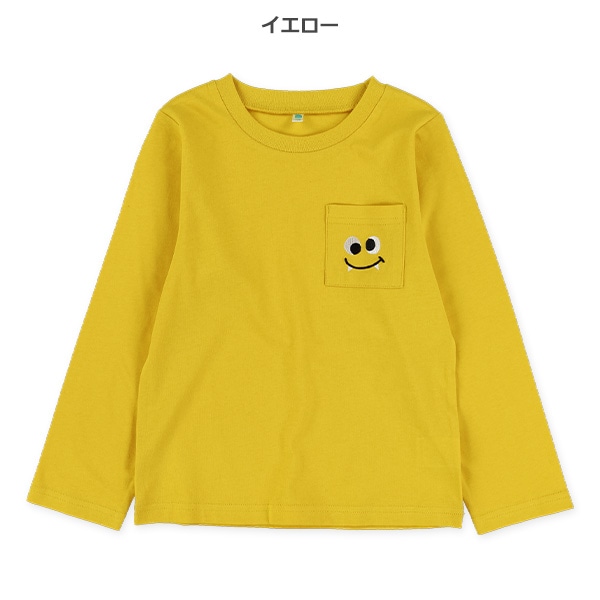 ポケット刺繍長袖Tシャツ（フェイス）