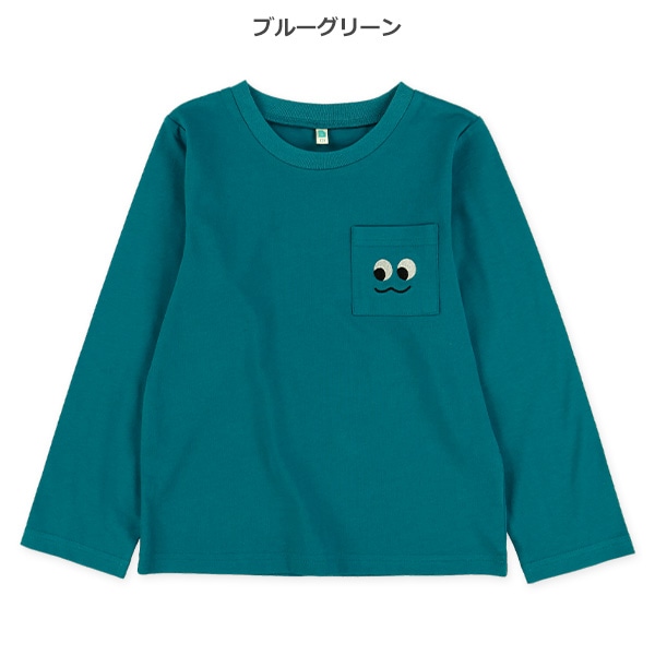 ポケット刺繍長袖Tシャツ（フェイス）