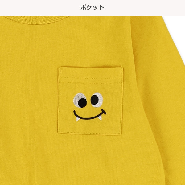 ポケット刺繍長袖Tシャツ（フェイス）