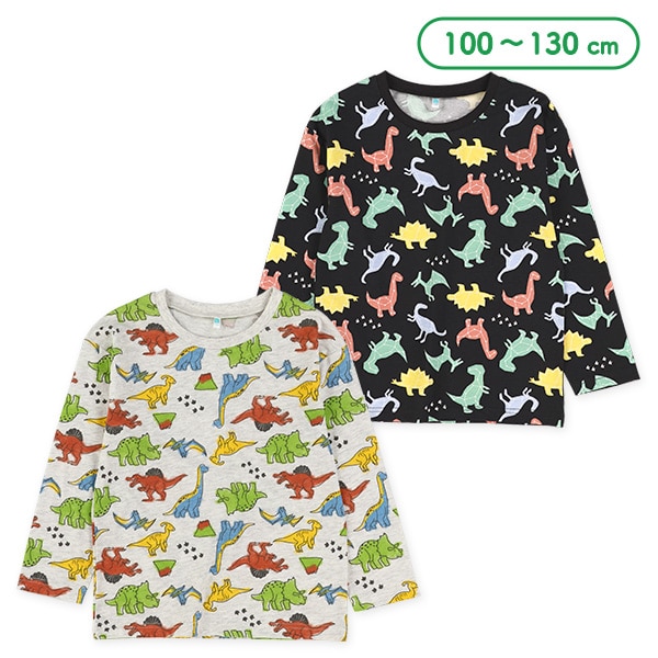 カラフル恐竜長袖Tシャツ