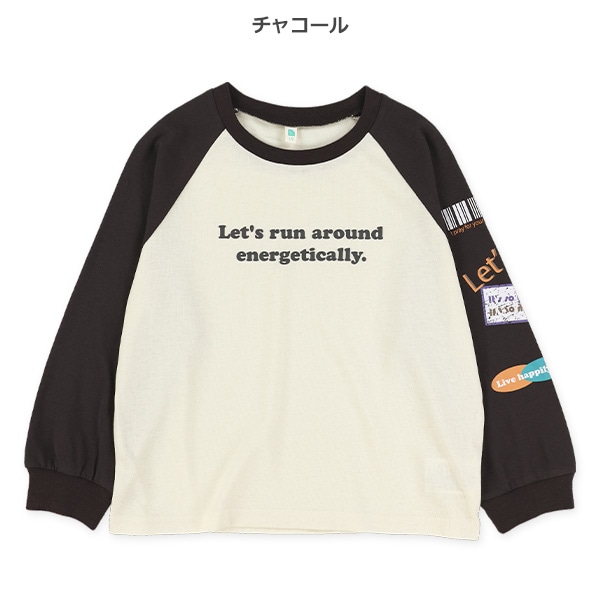 袖ワッペン風プリントラグラン長袖Tシャツ