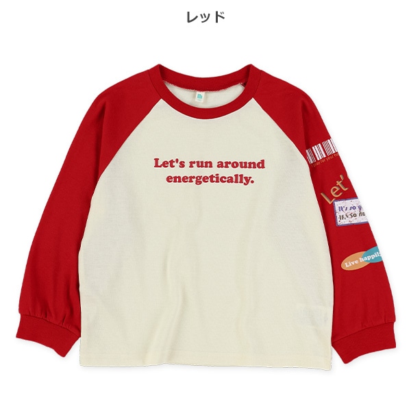 袖ワッペン風プリントラグラン長袖Tシャツ