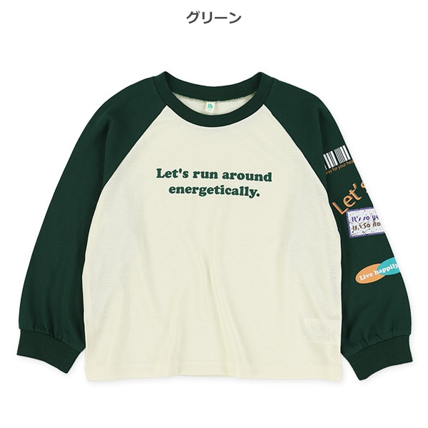 袖ワッペン風プリントラグラン長袖Tシャツ