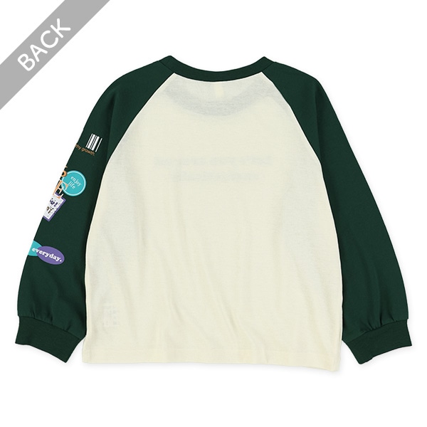 袖ワッペン風プリントラグラン長袖Tシャツ