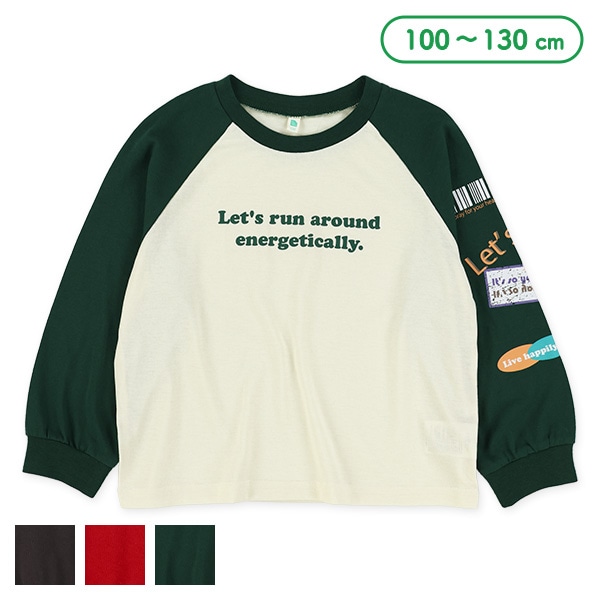 袖ワッペン風プリントラグラン長袖Tシャツ