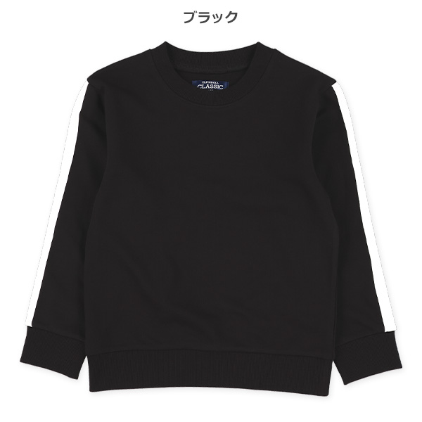 裏毛袖ライン薄手トレーナー