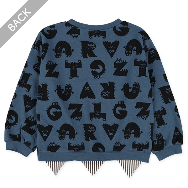 裏毛アルファベットモンスター薄手トレーナー