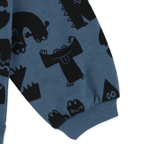 裏毛アルファベットモンスター薄手トレーナー