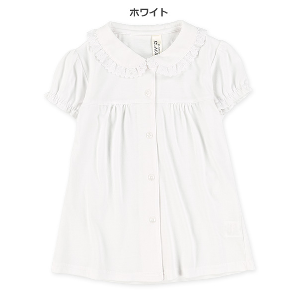 天竺襟レース半袖ブラウス