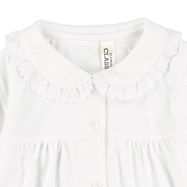 天竺襟レース半袖ブラウス