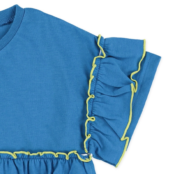配色メロウフリル付きTシャツ