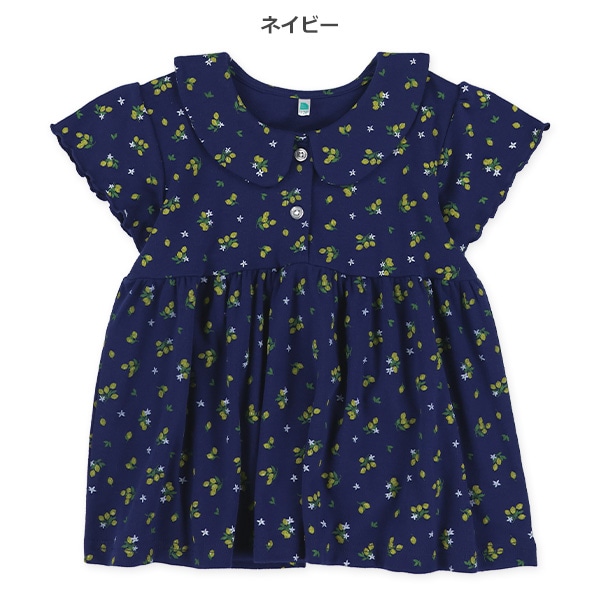 襟付きレモン総柄フレンチTシャツ