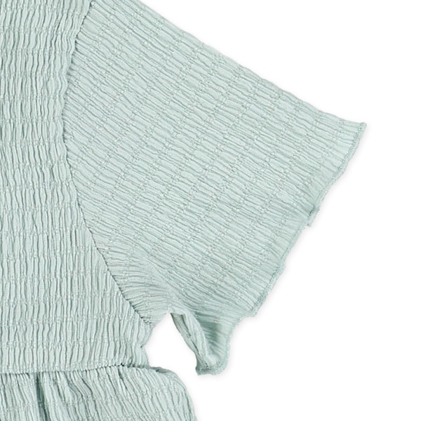 シャーリングフレア半袖ブラウス