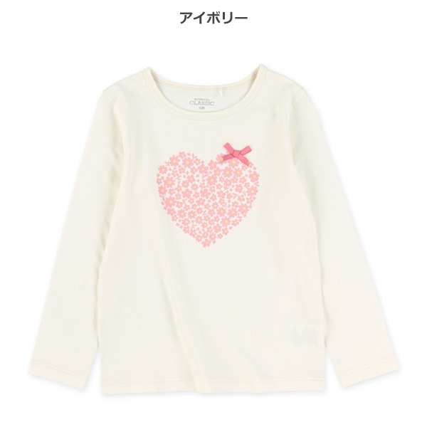 ハートリボン付き長袖Tシャツ