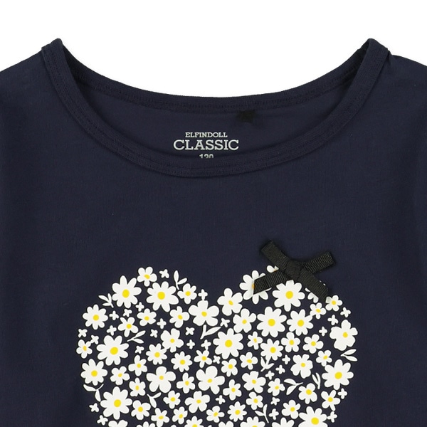 ハートリボン付き長袖Tシャツ