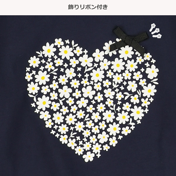 ハートリボン付き長袖Tシャツ