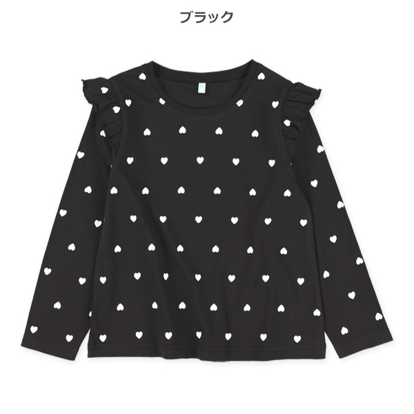 肩フリルハート長袖Tシャツ
