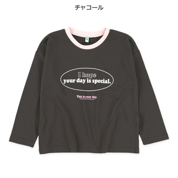 リブ配色ロゴ長袖Tシャツ