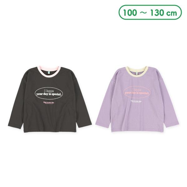 リブ配色ロゴ長袖Tシャツ