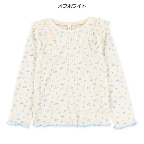 ワッフル花総柄長袖Tシャツ