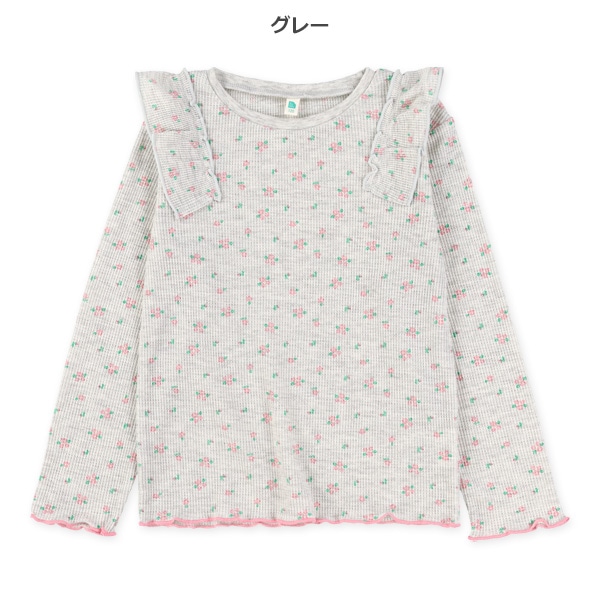 ワッフル花総柄長袖Tシャツ