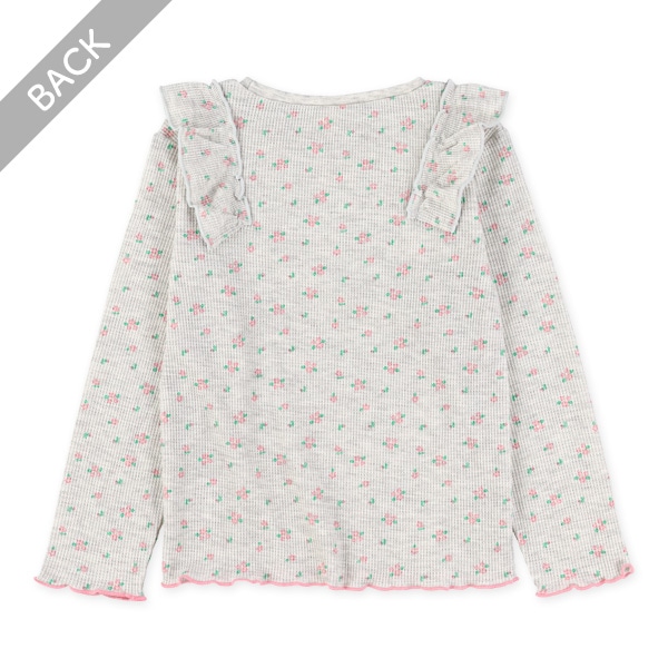 ワッフル花総柄長袖Tシャツ