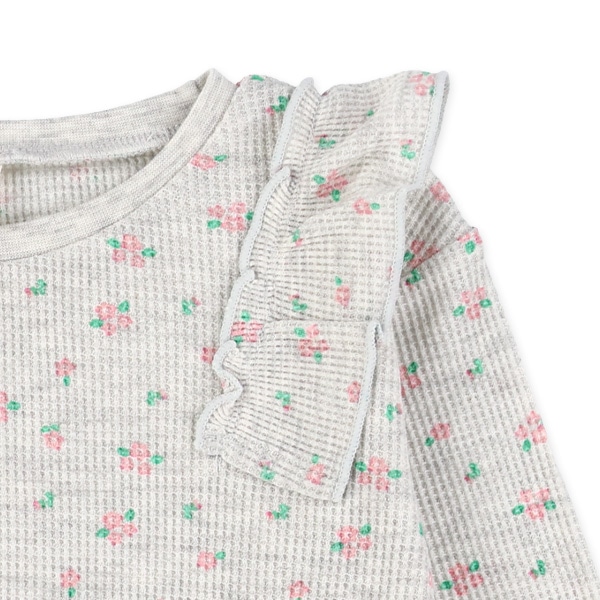 ワッフル花総柄長袖Tシャツ
