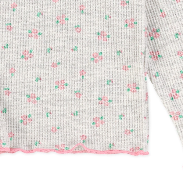 ワッフル花総柄長袖Tシャツ