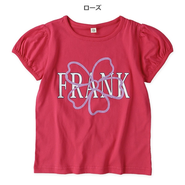 発泡プリント花半袖Tシャツ