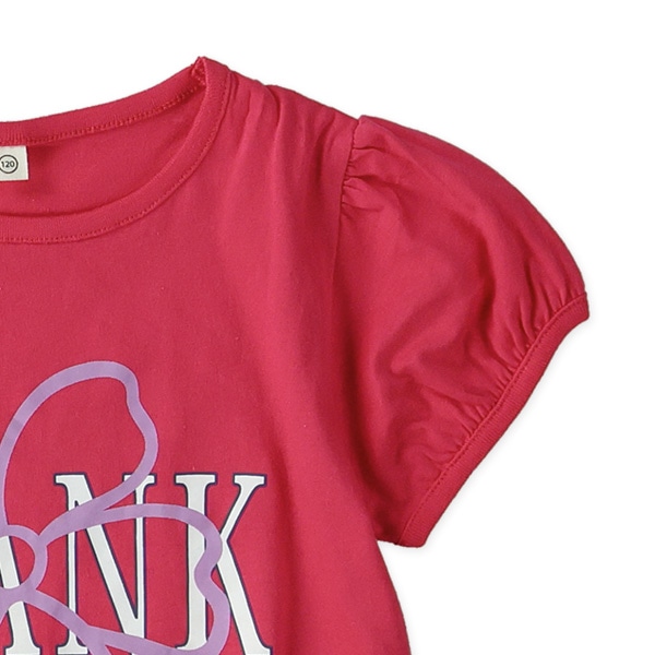 発泡プリント花半袖Tシャツ