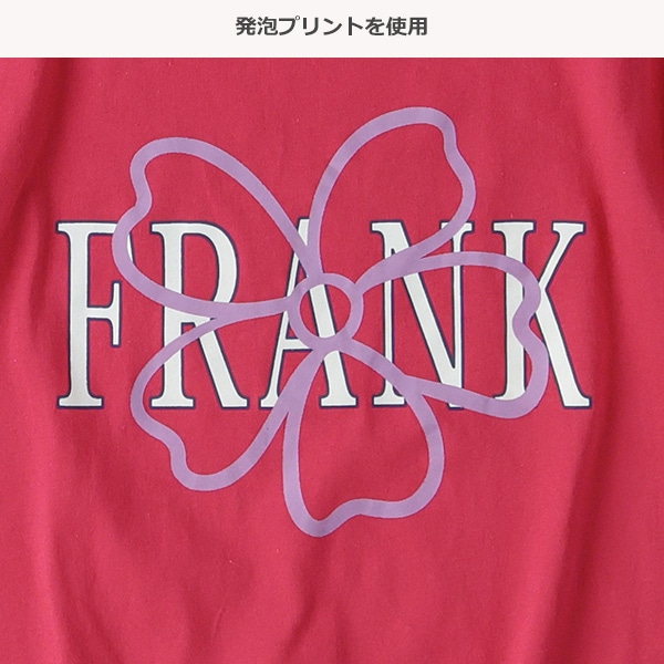 発泡プリント花半袖Tシャツ