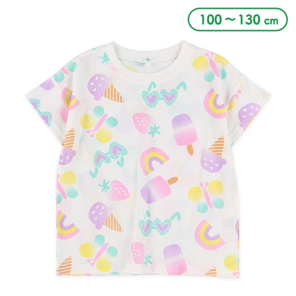 レインボーカラー総柄ビック半袖Tシャツ