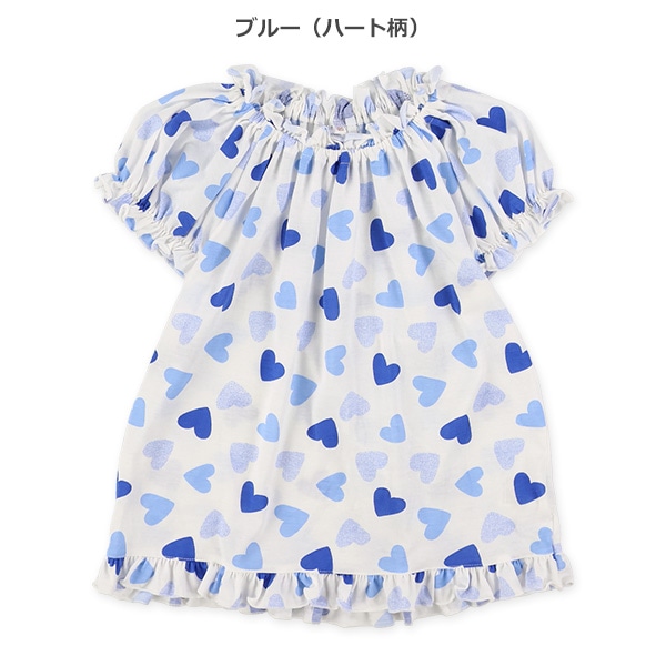 花ハート裾フリルスモック半袖Tシャツ