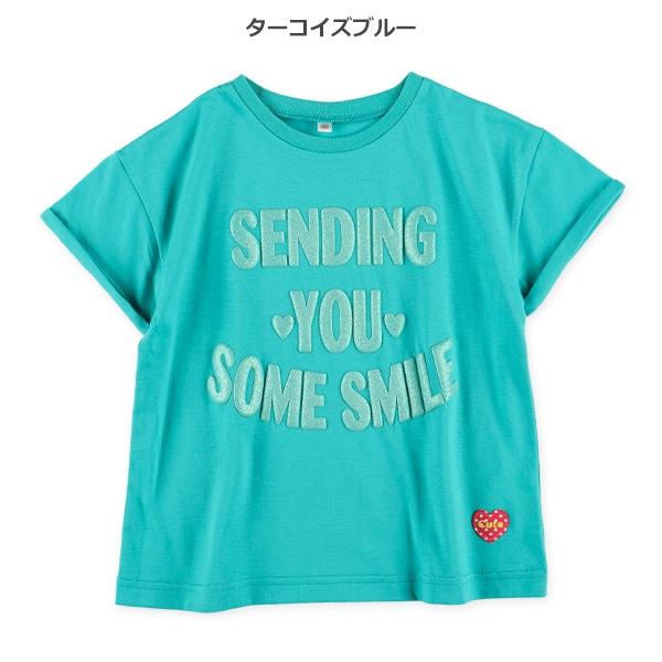 ラメ発泡プリントロゴ半袖Tシャツ