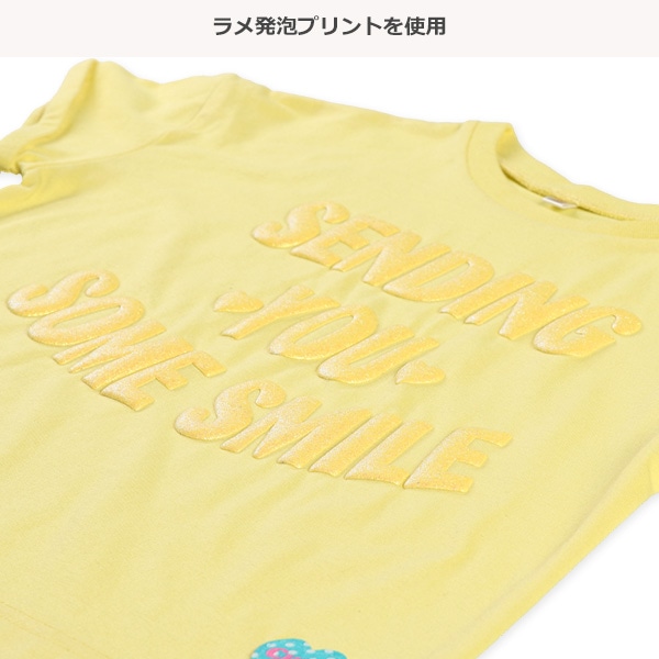 ラメ発泡プリントロゴ半袖Tシャツ